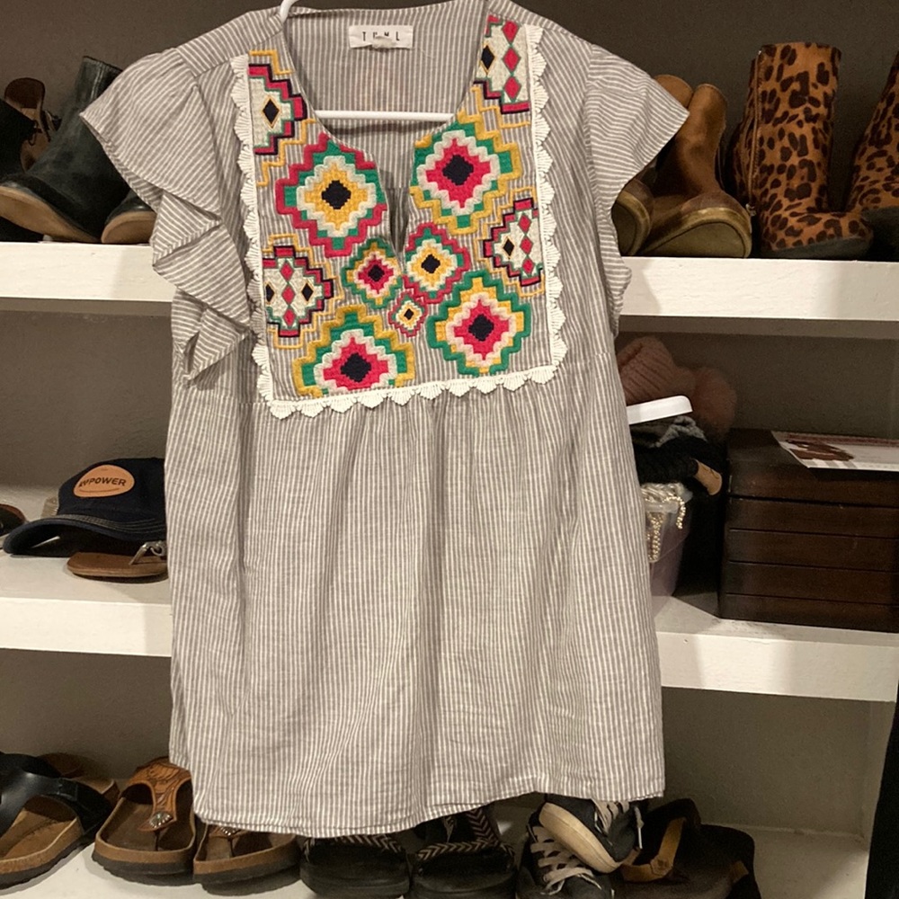 THML flutter sleeve Aztec print top